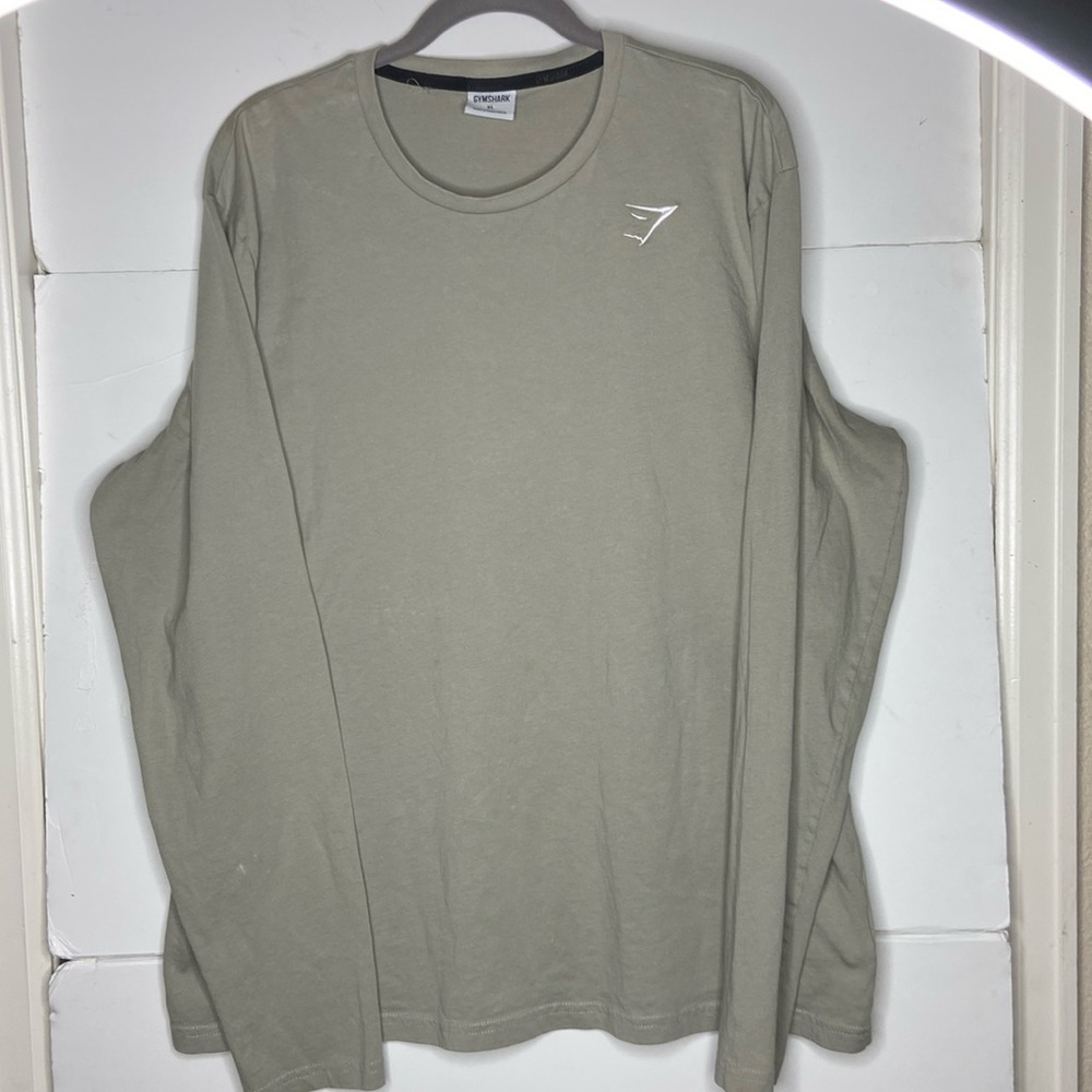 Gym shark long sleeve 100%cotton shirt XL gray/beige